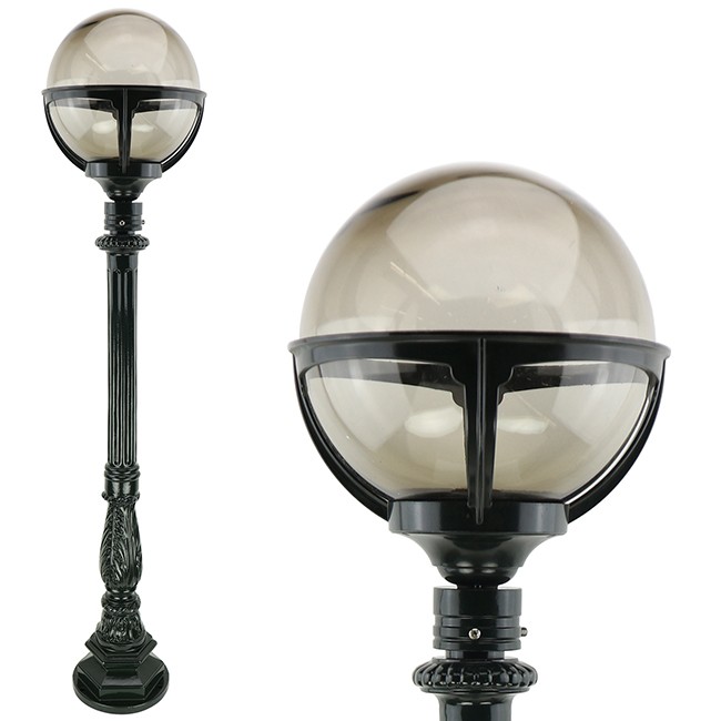 Buitenverlichting Nostalgisch Klassiek Tuinlantaarn Gennep Rookglas bol - 124 cm